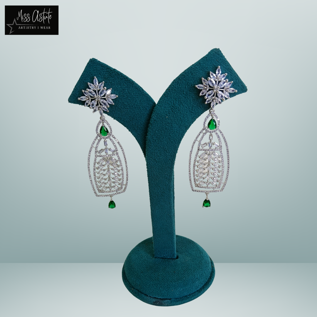 Floral Chandelier Earrings with Filigree and Gem Accents