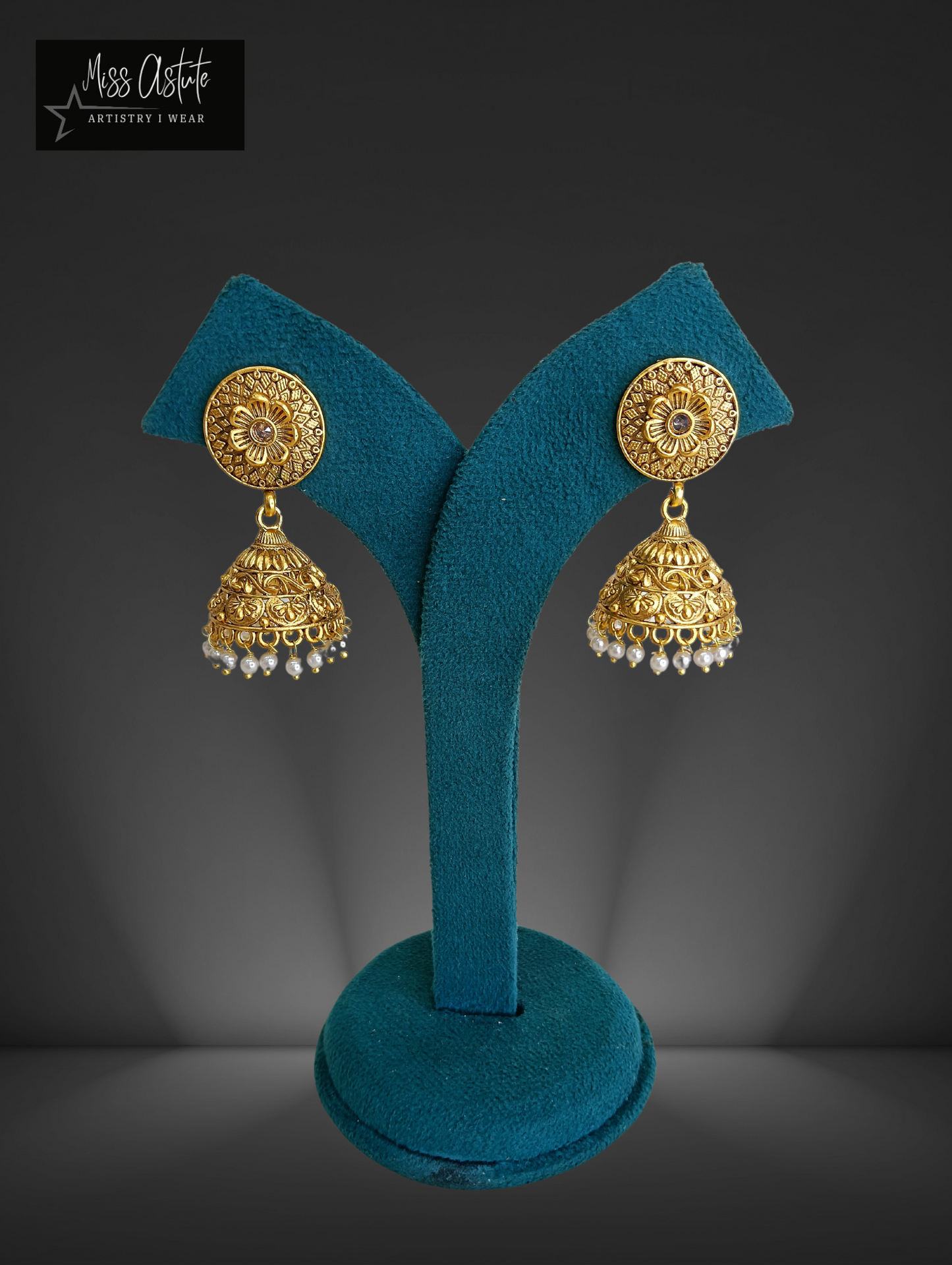 Traditional Gold- Toned Jhumka with Colored Beads Accents