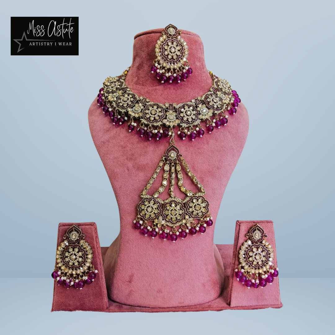 Floral Bridal Necklace Set with Passa