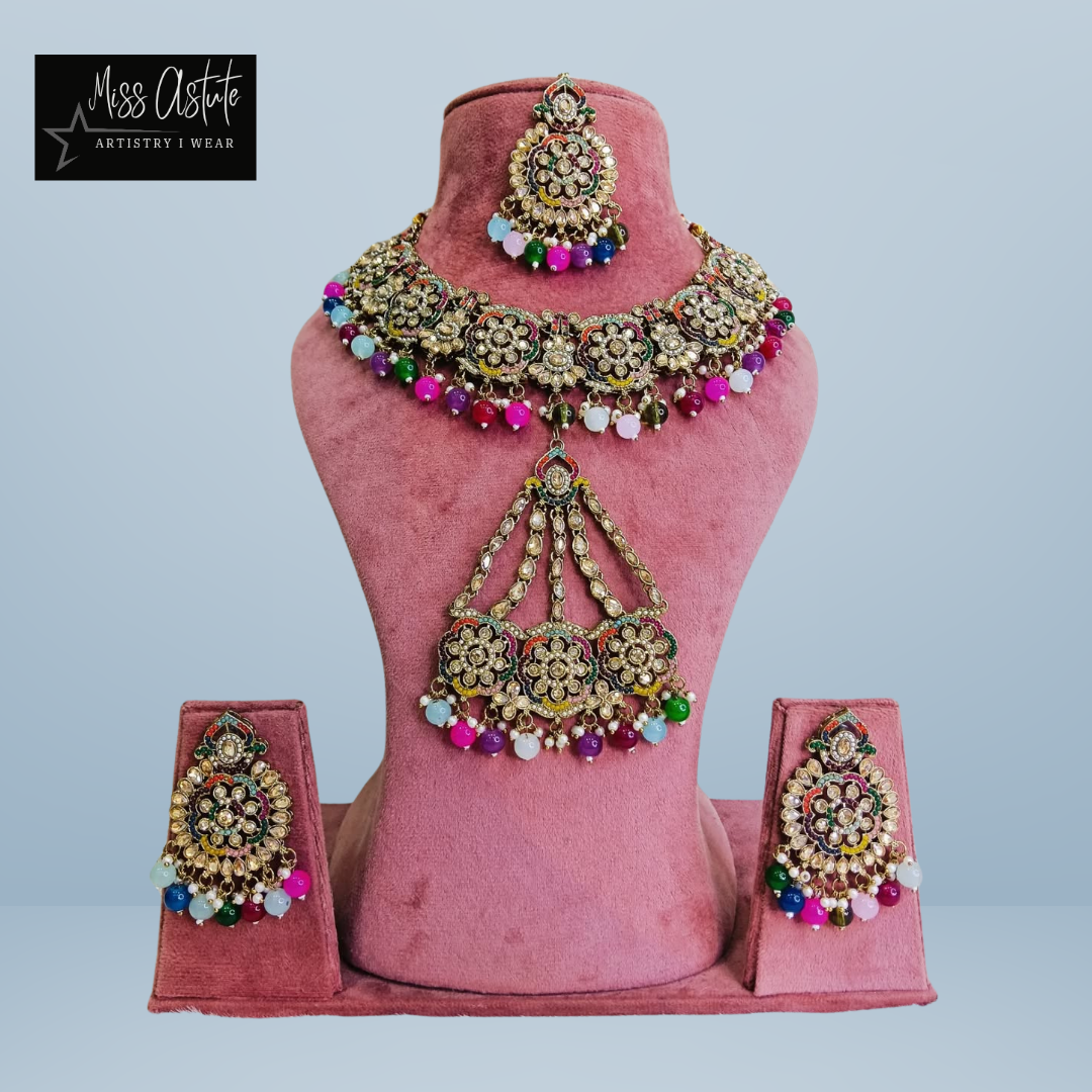 Floral Bridal Necklace Set with Passa