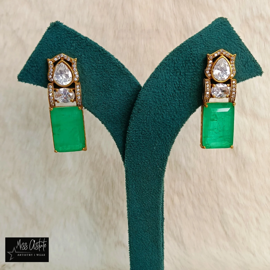 Drop Earrings with Crystal & Doublet Embellishments