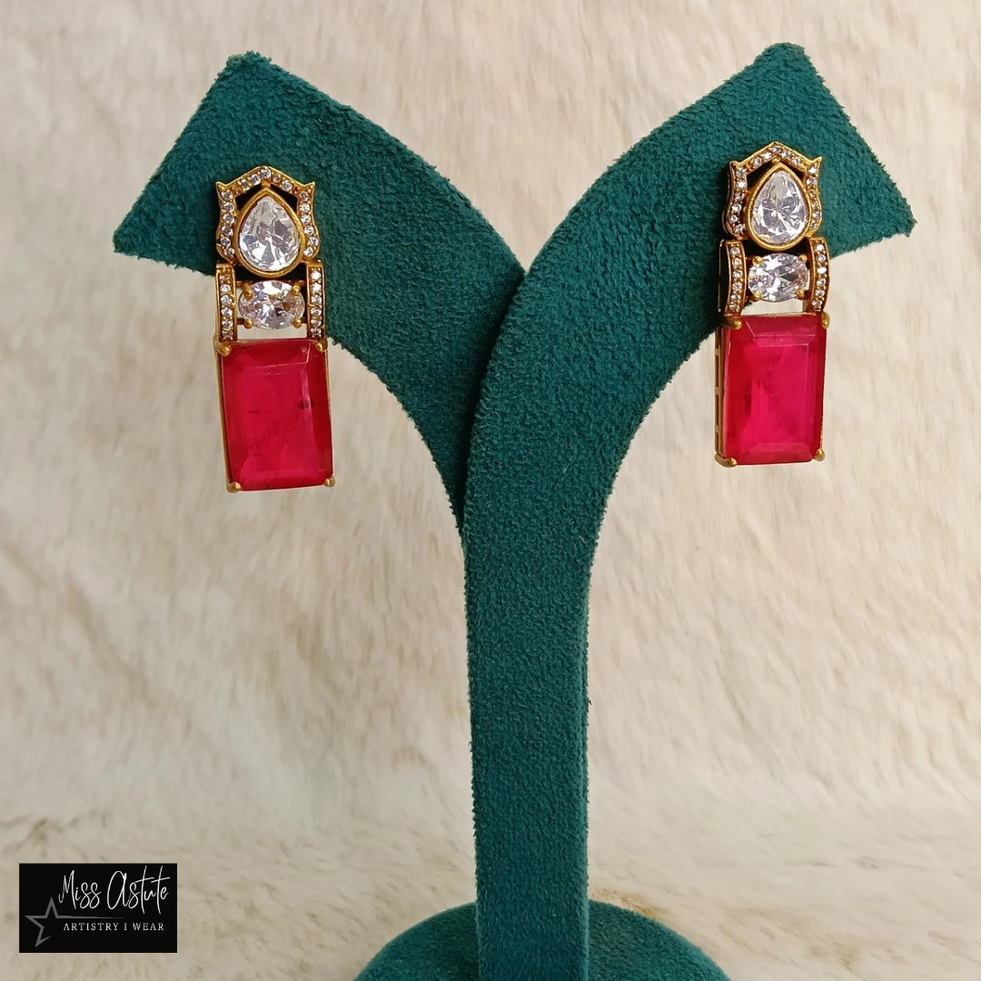 Drop Earrings with Crystal & Doublet Embellishments