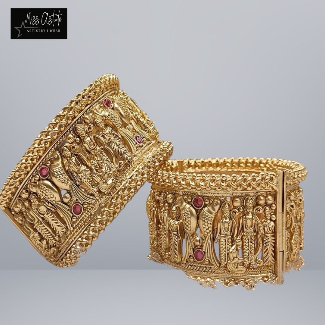 Antique Temple Gold Bangles with Divine Motifs