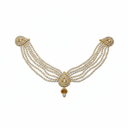 Royal Aura Pearl Cascade – Blouse Ornament