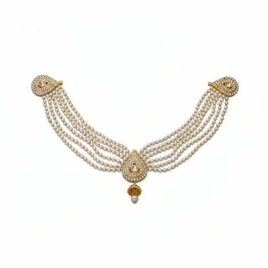 Royal Aura Pearl Cascade – Blouse Ornament