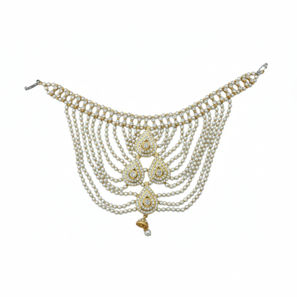 Mughal Radiance Triple Drop – Bridal Blouse Chain