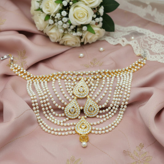 Mughal Radiance Triple Drop – Bridal Blouse Chain