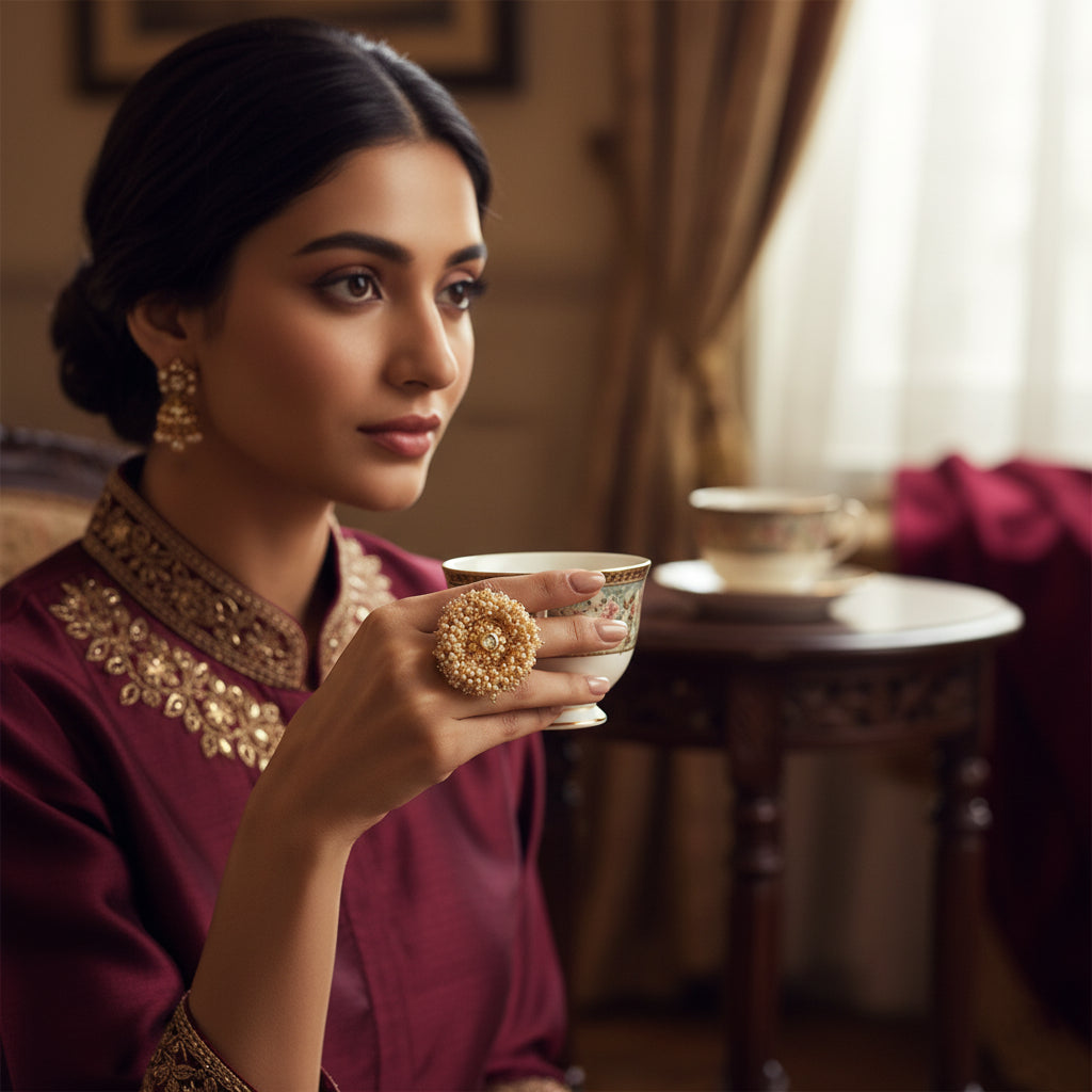 Vaidehi Pearl Cluster Ring