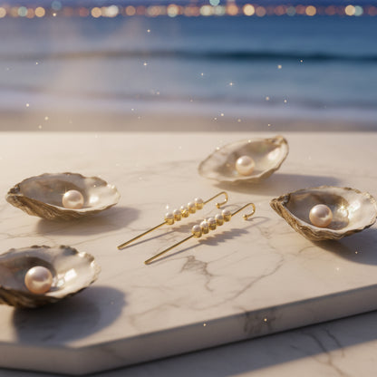 Sheen Stack – Layered Pearl Needle Earcuffs