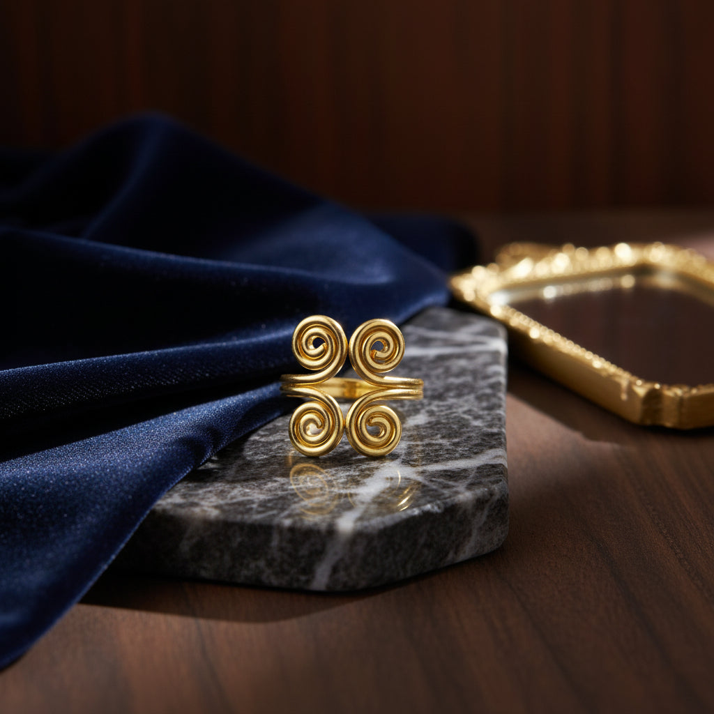 Trinity Swirl Brass Ring