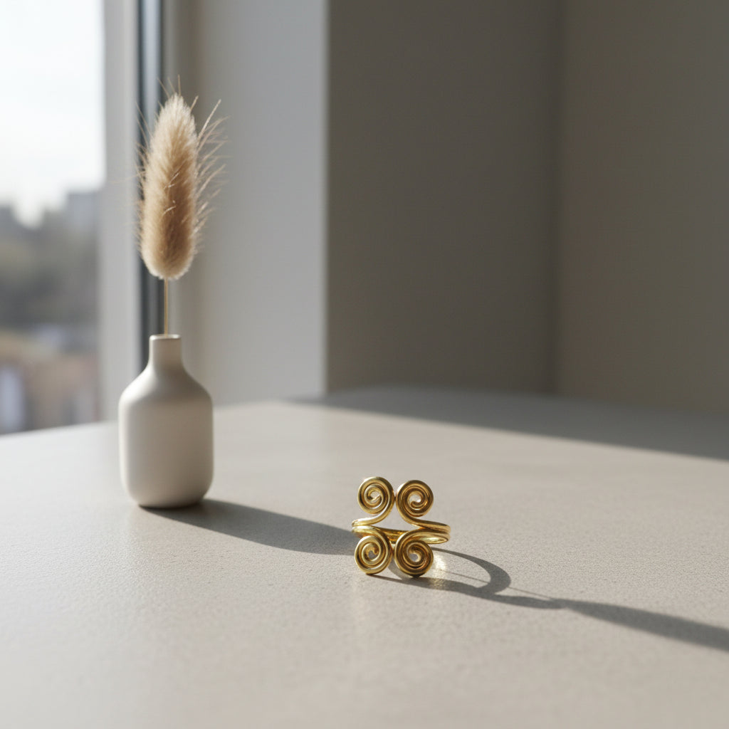 Trinity Swirl Brass Ring