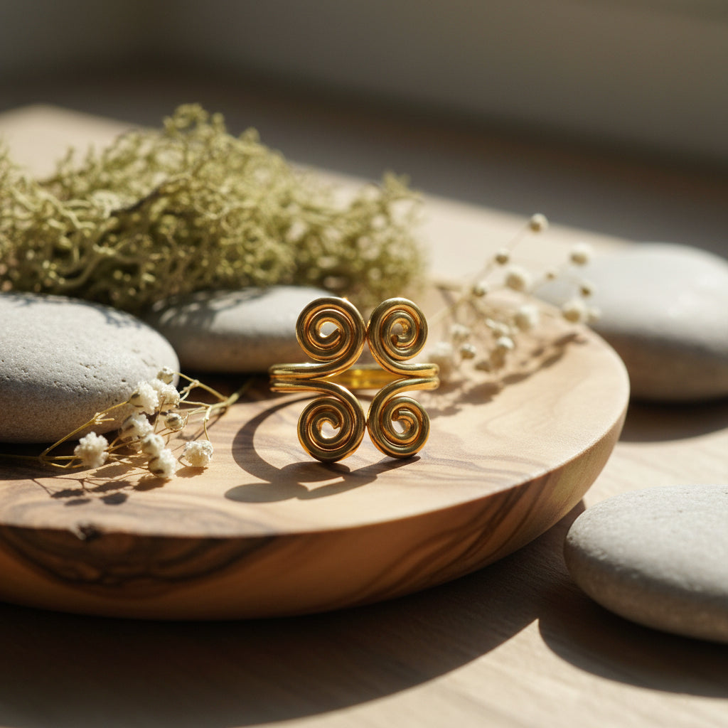 Trinity Swirl Brass Ring