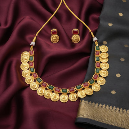 Rajmudra Coin Necklace Set