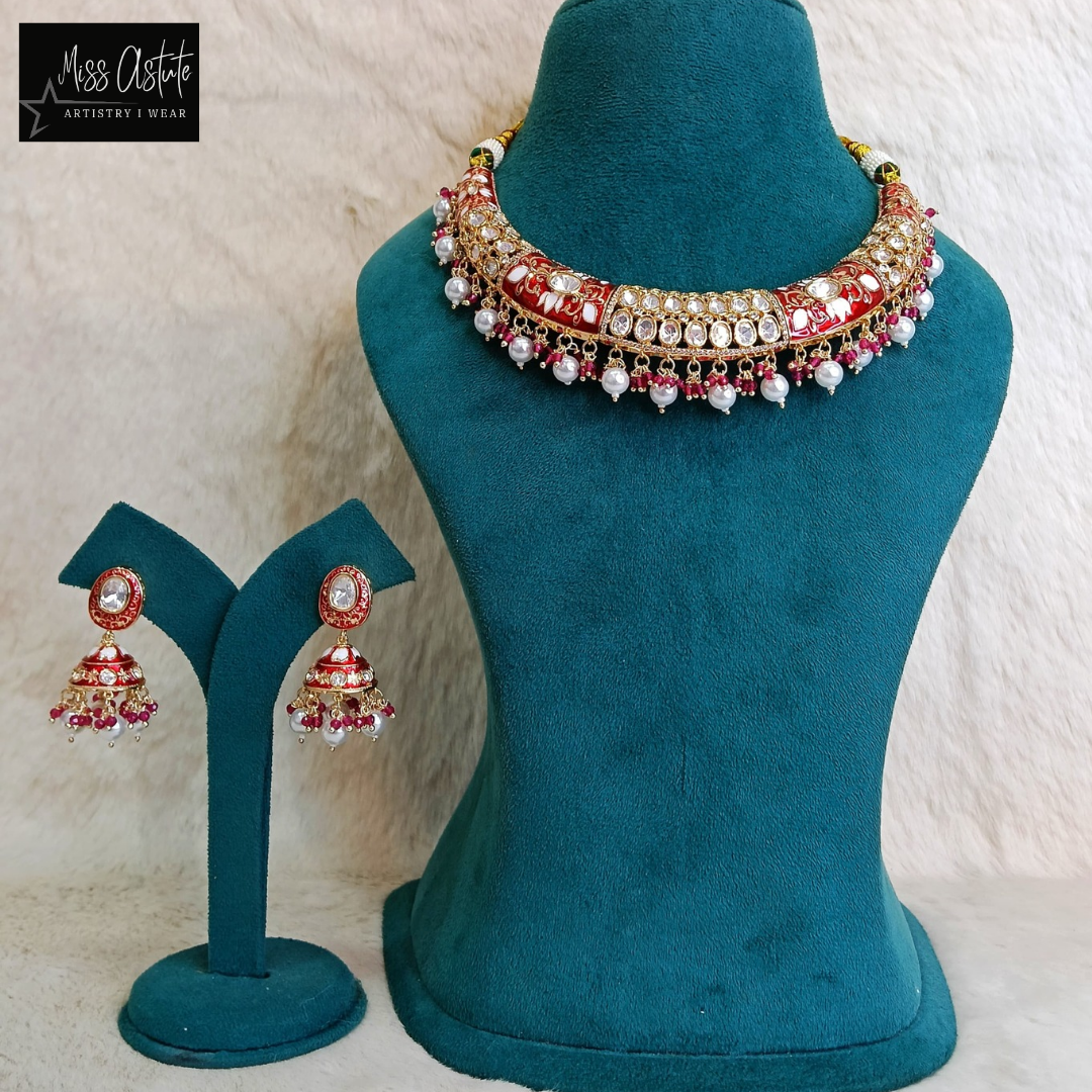 Opulent Hasli Necklace Set with Pearl Drops