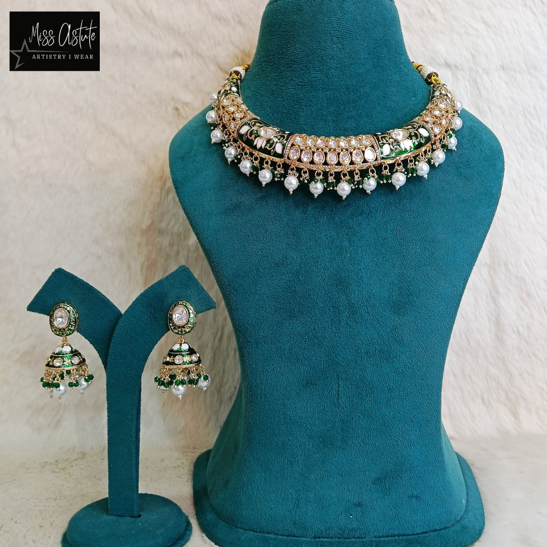 Opulent Hasli Necklace Set with Pearl Drops