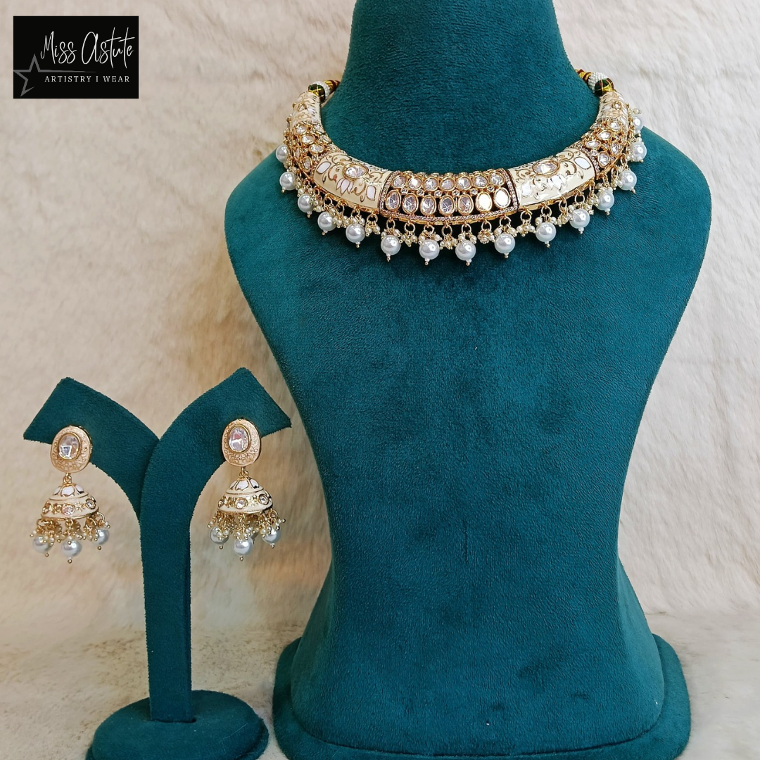 Opulent Hasli Necklace Set with Pearl Drops