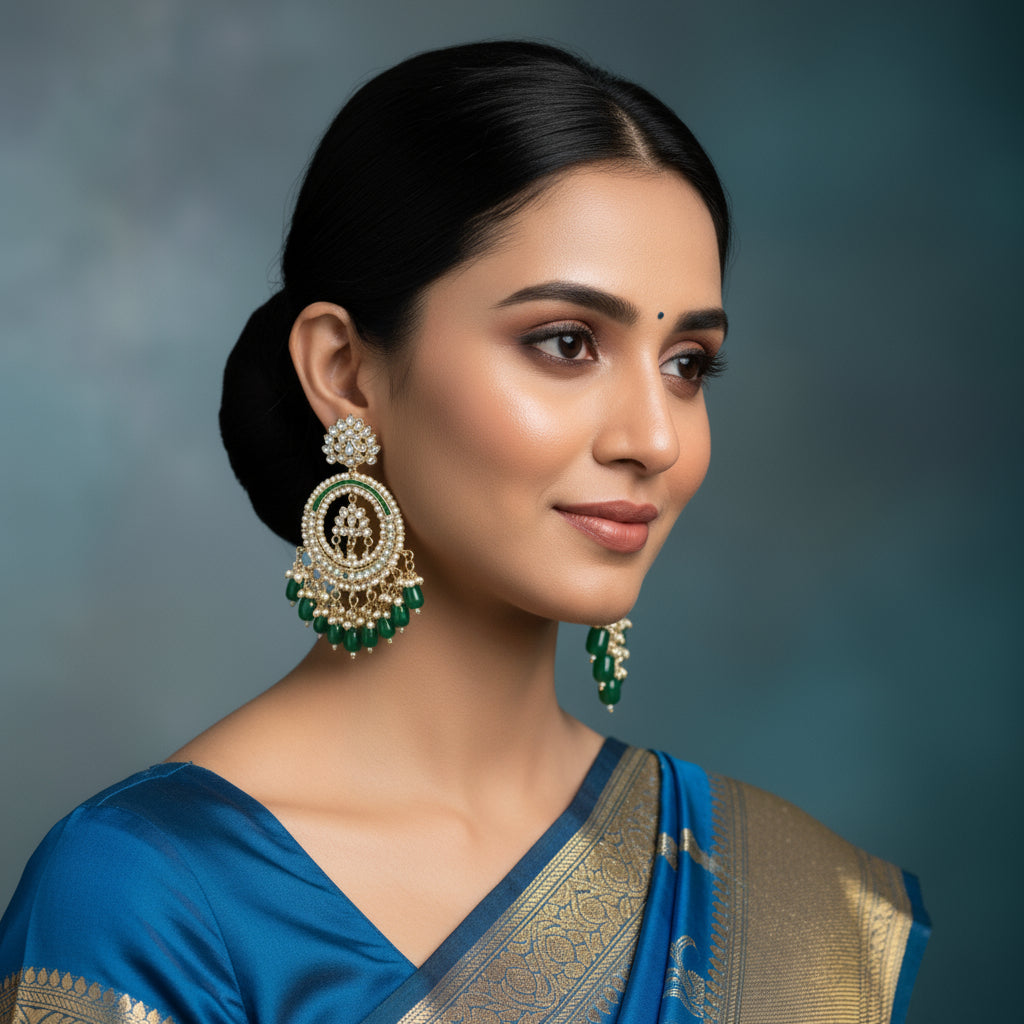 Meher Baagh Green Drop Earrings