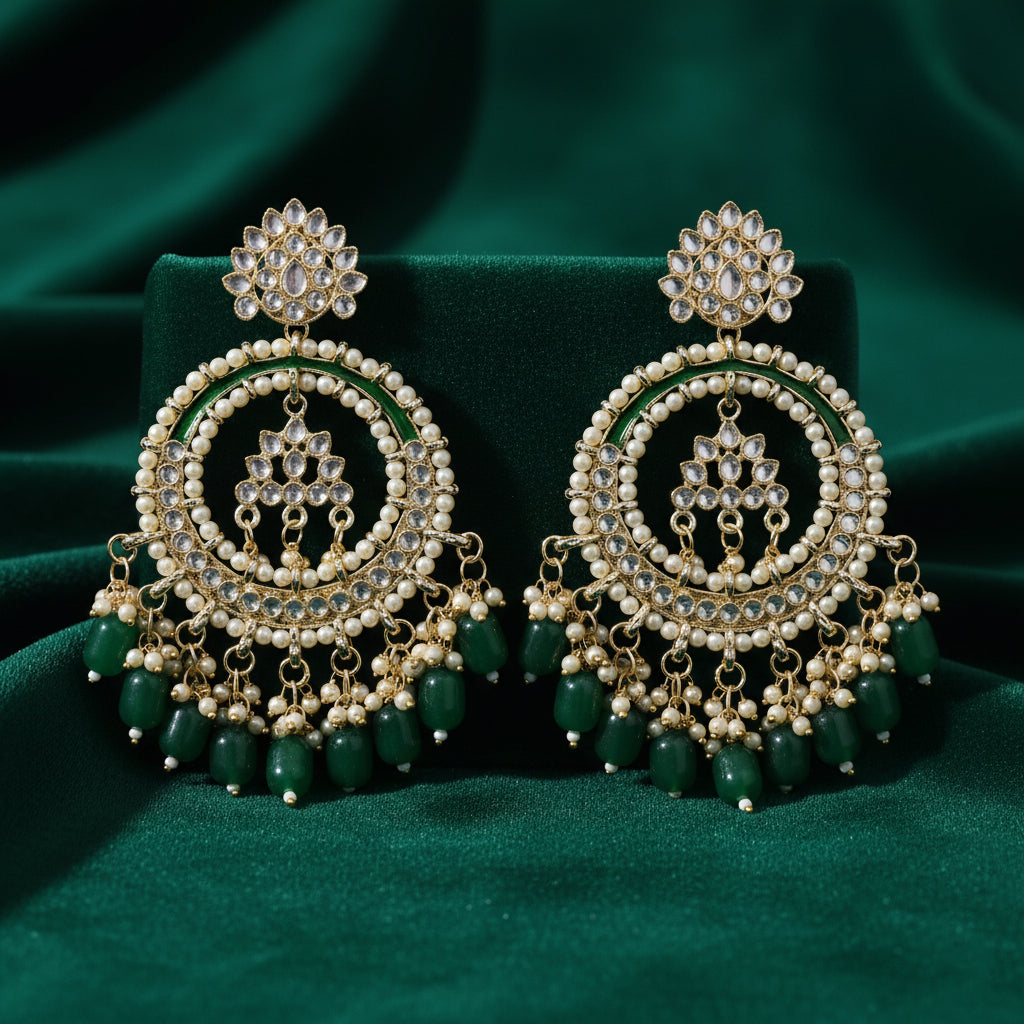 Meher Baagh Green Drop Earrings
