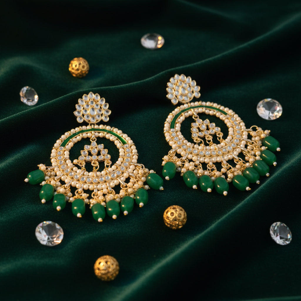 Meher Baagh Green Drop Earrings