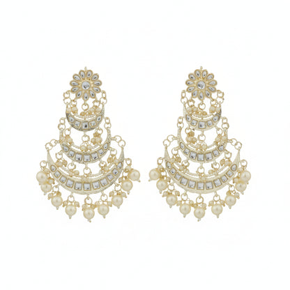 Ishara Polki Pearl Chandbali Earrings