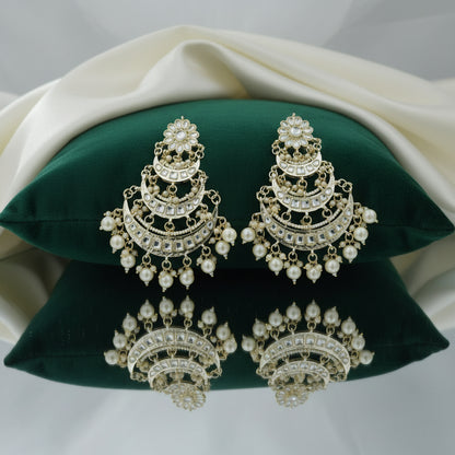 Ishara Polki Pearl Chandbali Earrings