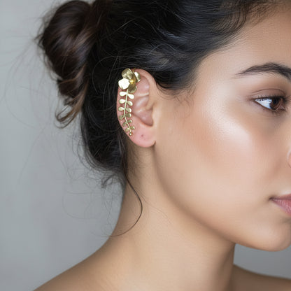 Eira Bloom Brass Ear Cuff