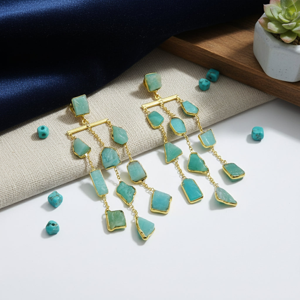Aarvi Amazonite Cascade Earrings
