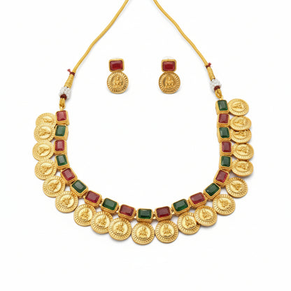 Rajmudra Coin Necklace Set