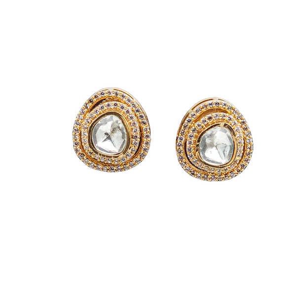 18K Gold-Plated Kundan Stud Earrings – A Royal Heritage