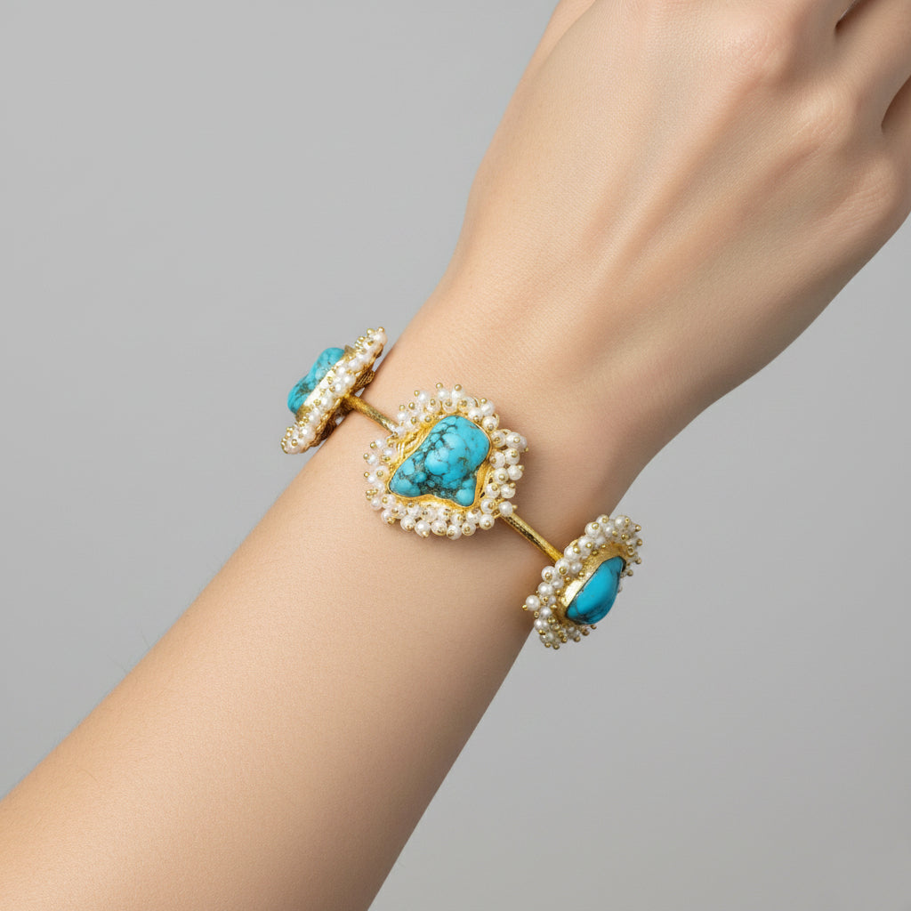 Turquoise Royale Pebble Cuff