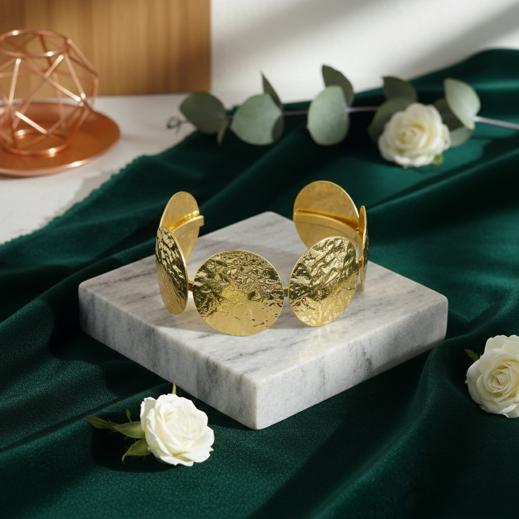 Solar Coin Textured Cuff