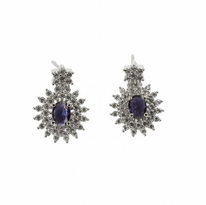 AAA American Diamond Filigree Lace Jaal Necklace Set | Rhodium Plated Brass CZ Bridal Jewellery Set | Statement AD Necklace with Earrings