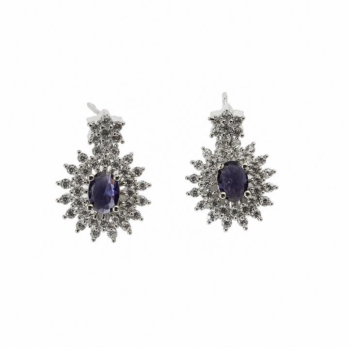AAA American Diamond Filigree Lace Jaal Necklace Set | Rhodium Plated Brass CZ Bridal Jewellery Set | Statement AD Necklace with Earrings