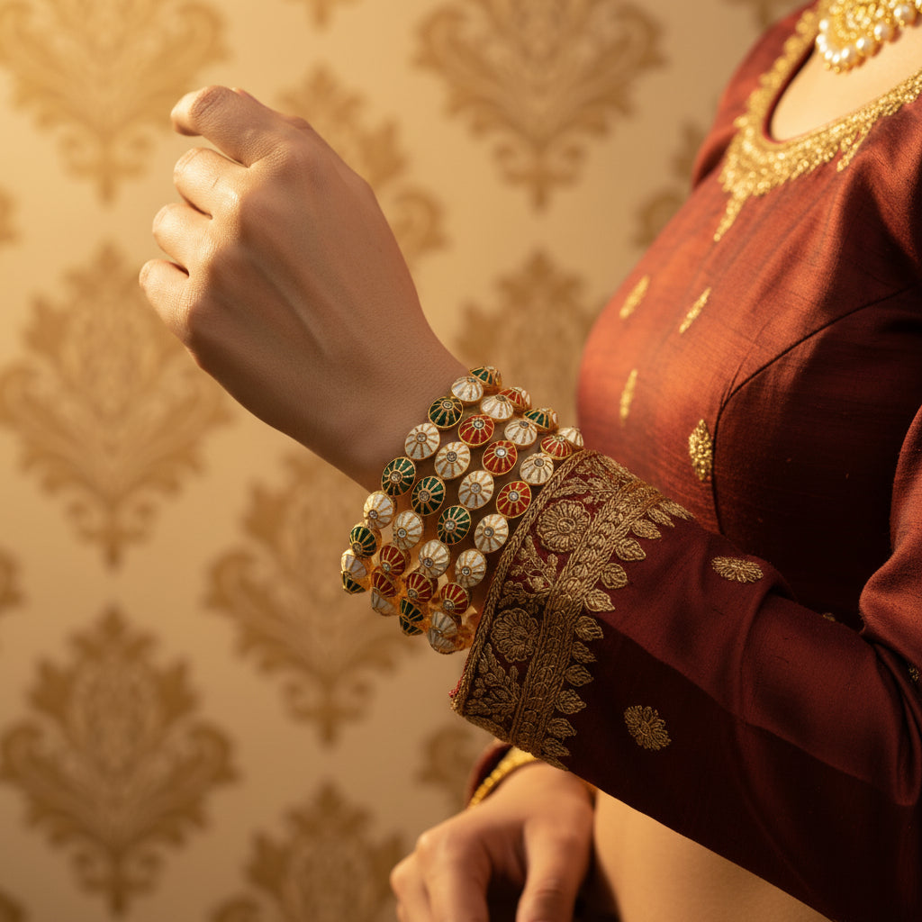 Rangmala Meenakari Copper Bangles