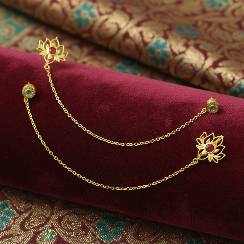Traditional Ear Chain (Kaan Chain) with Floral Motif