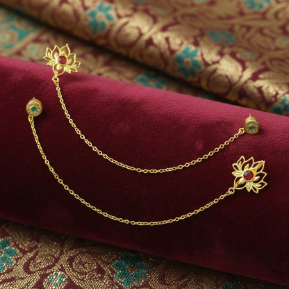 Traditional Ear Chain (Kaan Chain) with Floral Motif