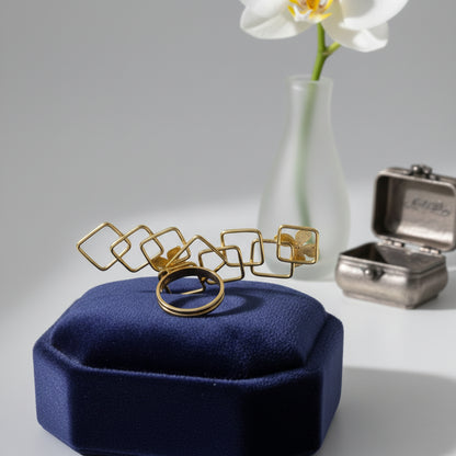 Petal Grid Statement Ring (Adjustable)