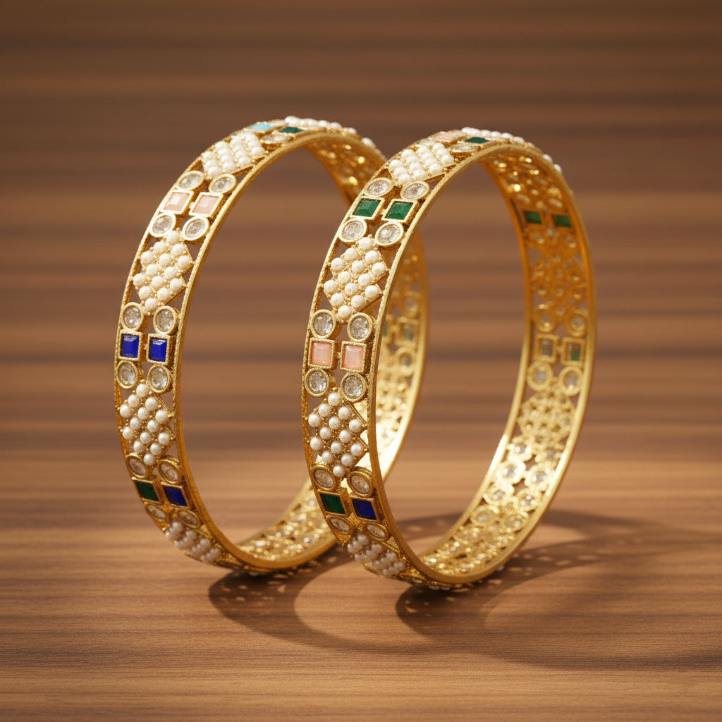 Navratna Ridhima Pearl Alloy Bangles