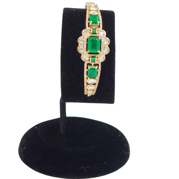 18K Gold-Plated Moissanite & Porta Doublet Bracelet with Emerald-Inspired Accents