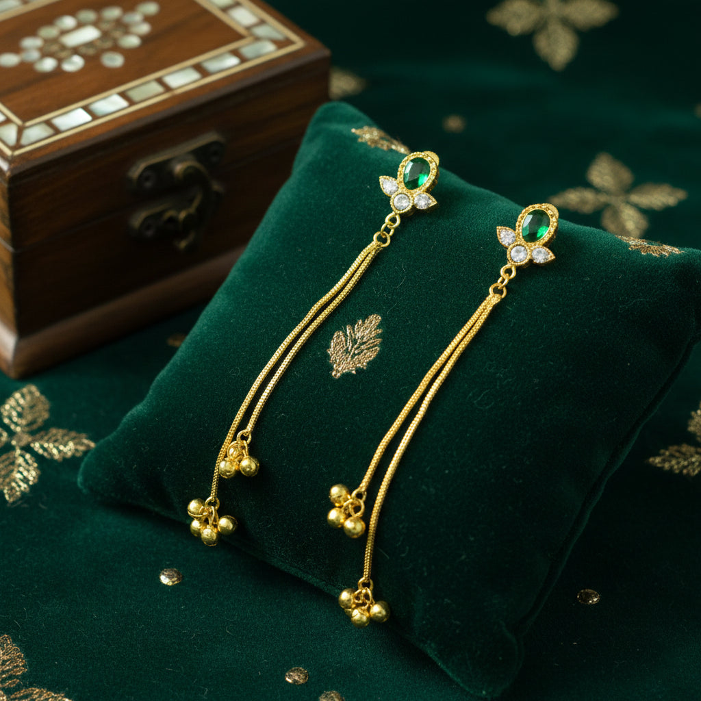 Emerald Bloom Kashmiri Earrings