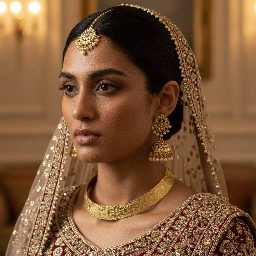 Gold Plated Carved Hasli Necklace