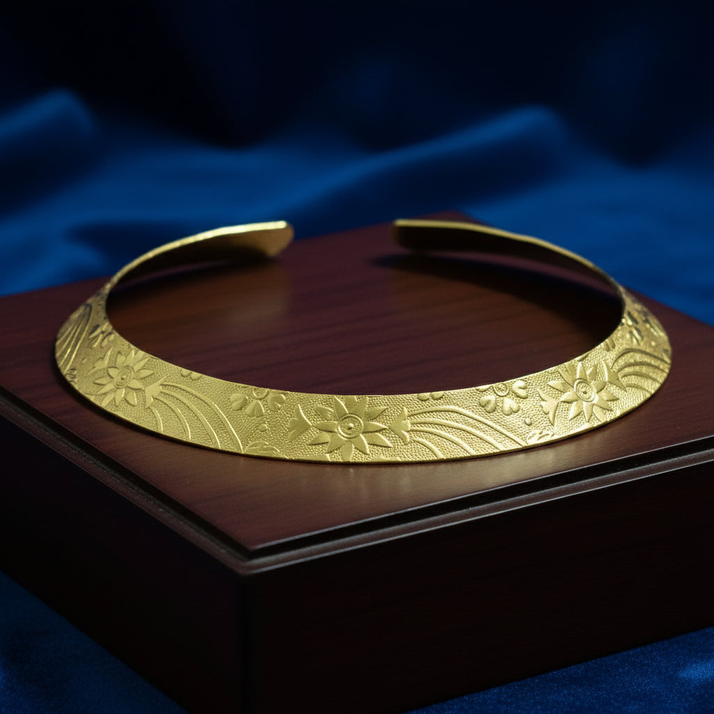 Gold Plated Carved Hasli Necklace