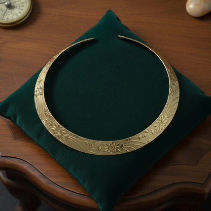 Gold Plated Carved Hasli Necklace