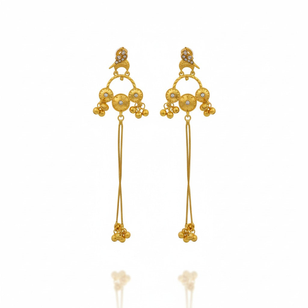 Long Statement Drop Earrings (Glass Stone)
