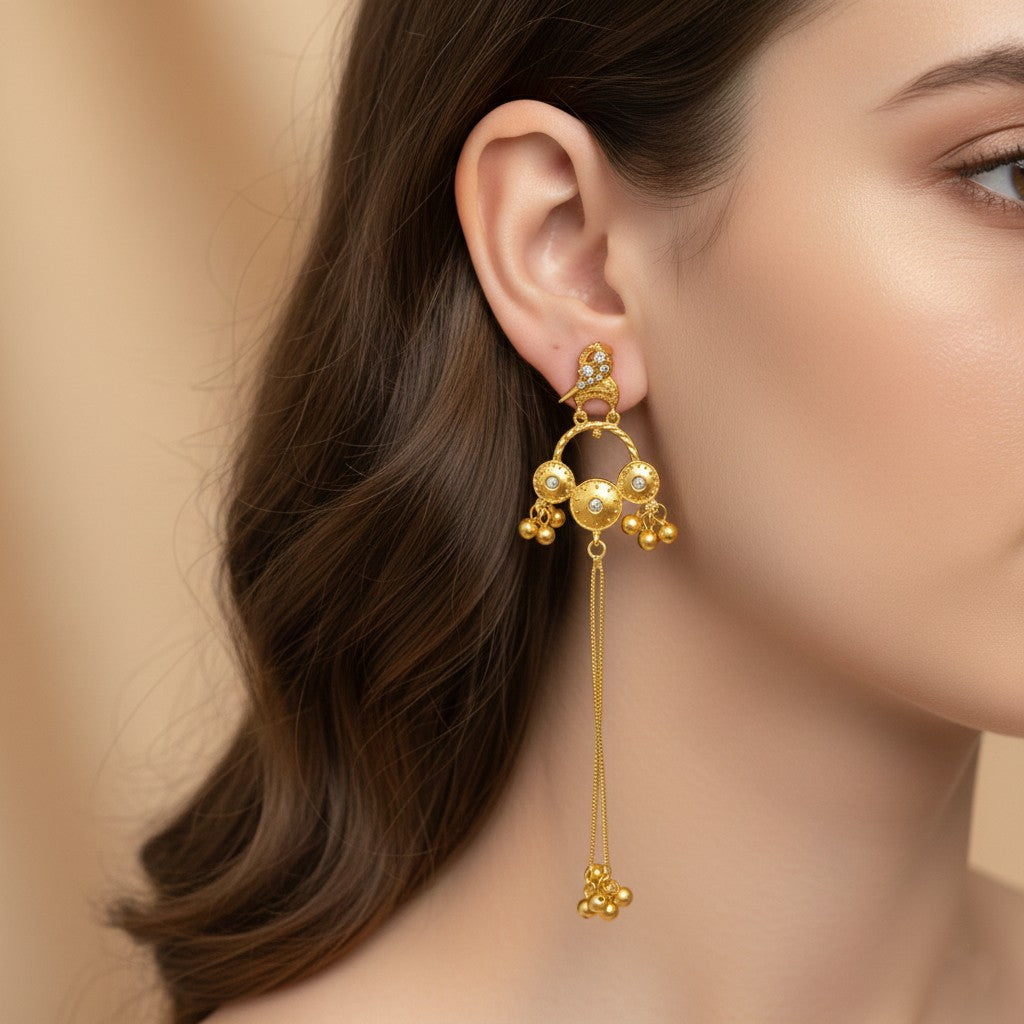 Long Statement Drop Earrings (Glass Stone)