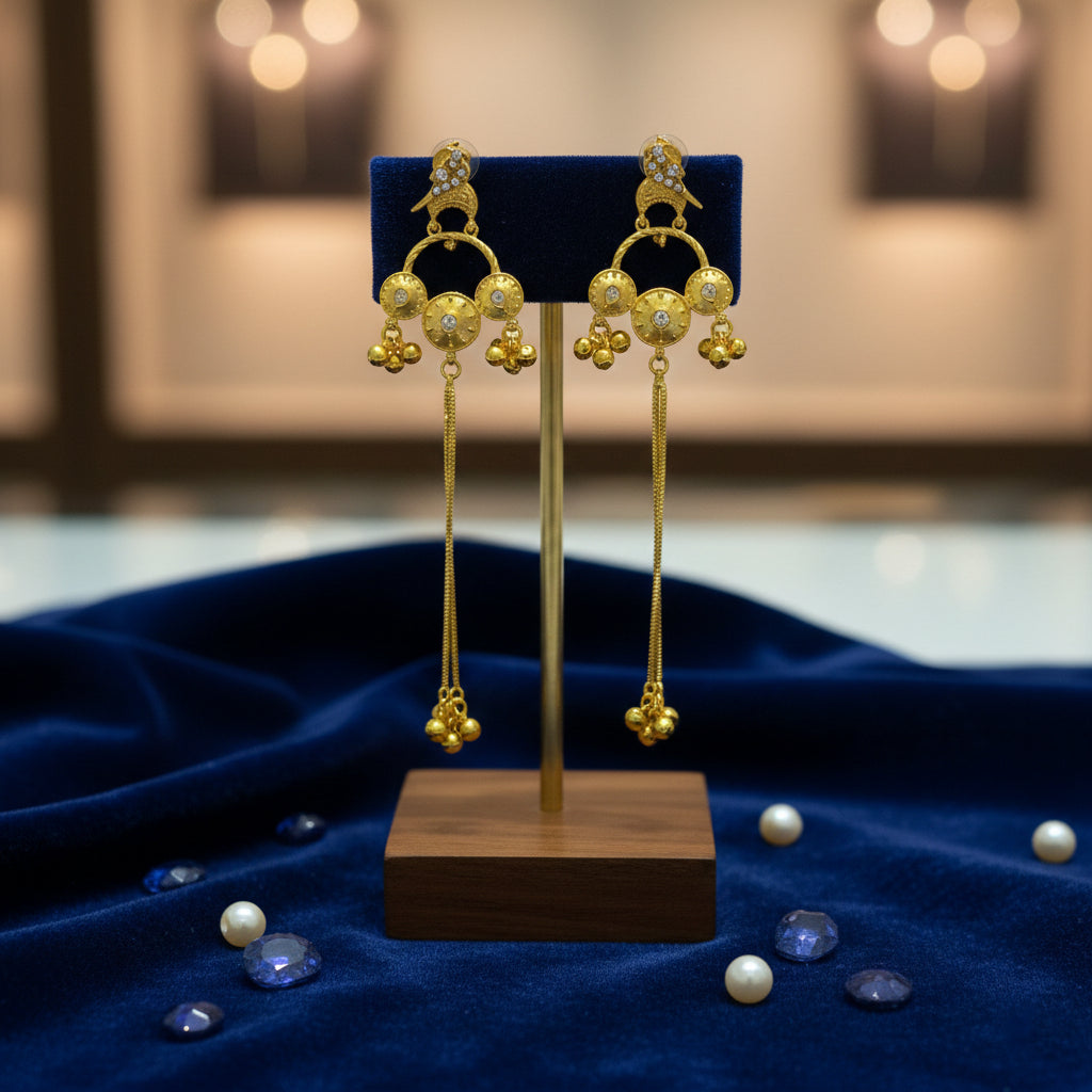 Long Statement Drop Earrings (Glass Stone)