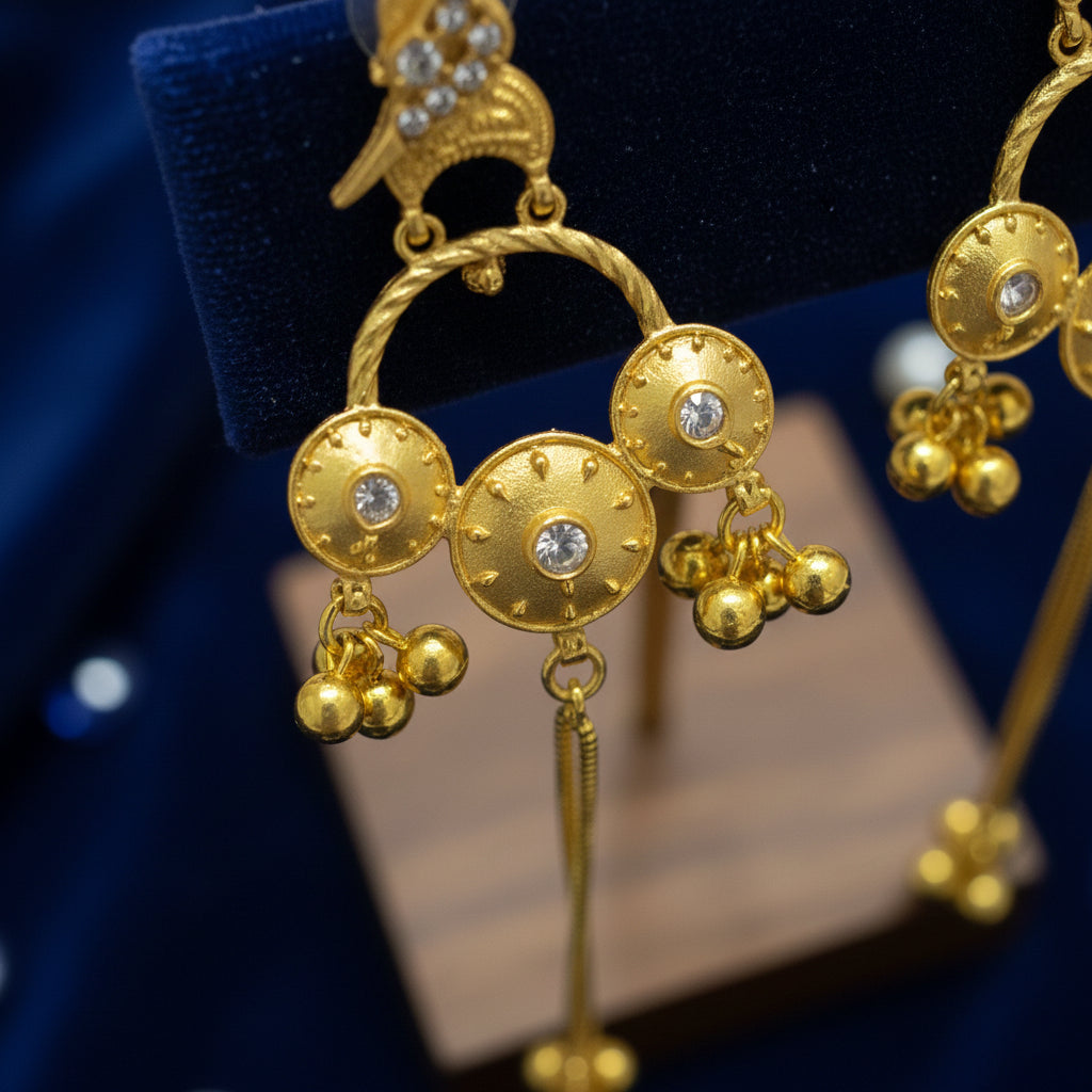 Long Statement Drop Earrings (Glass Stone)