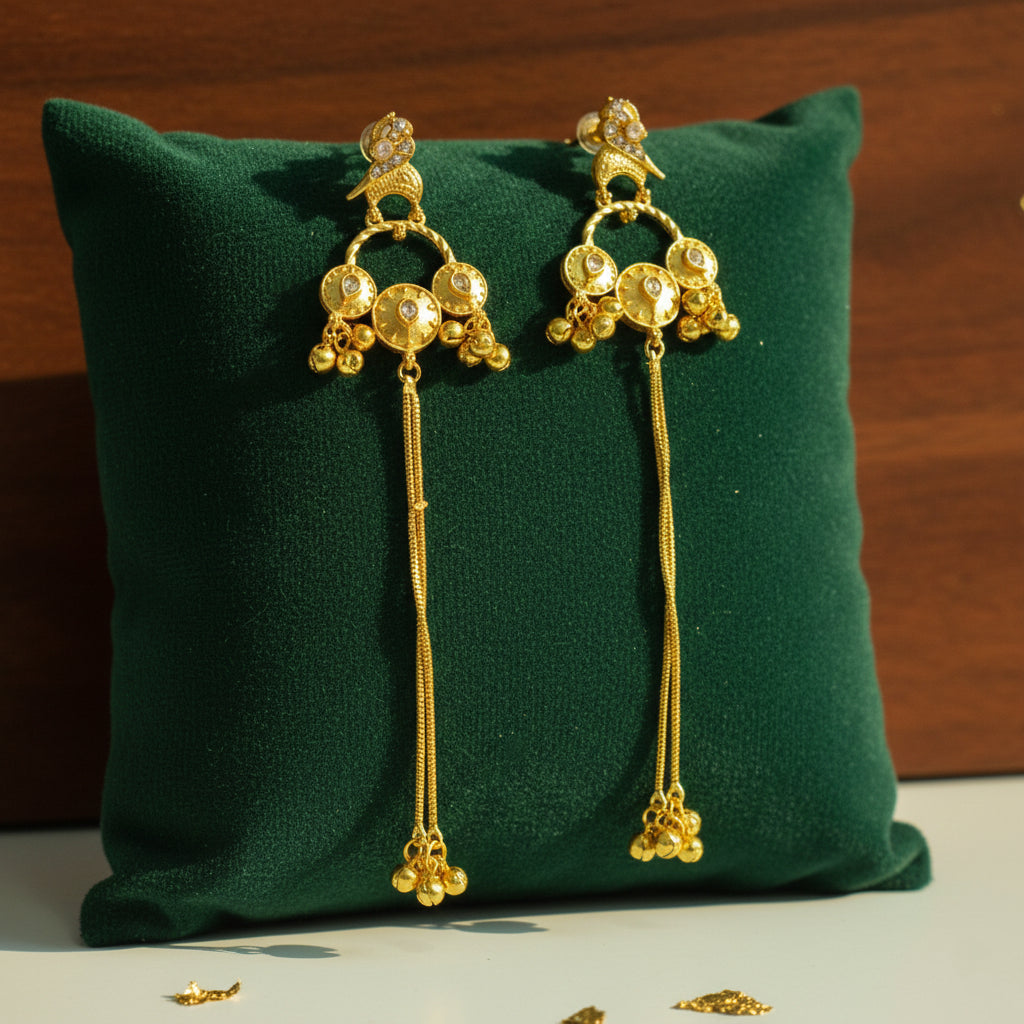 Long Statement Drop Earrings (Glass Stone)
