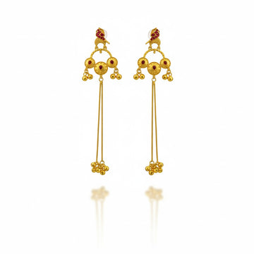 Long Statement Drop Earrings (Glass Stone)