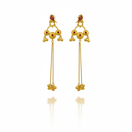 Long Statement Drop Earrings (Glass Stone)